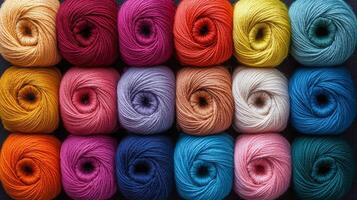 Colorful spools of thread arranged neatly on a surface ready for sewing or crafting projects photo