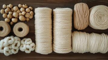 Craft supplies arranged on a white surface for creative projects in bright indoor lighting photo