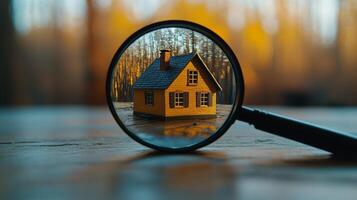 A detailed miniature house surrounded by lush greenery captured at twilight photo