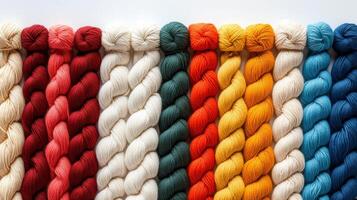 Colorful spools of thread arranged neatly on a surface ready for sewing or crafting projects photo