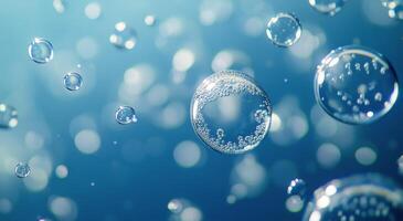 Bubbles rising through clear water in bright sunlight during a peaceful underwater exploration photo