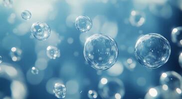 Bubbles rising through clear water in bright sunlight during a peaceful underwater exploration photo