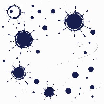 Navy Blue Splash and Dot Artwork on Light Background