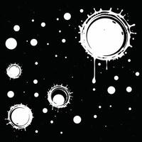 White Splash and Dot Design on Black Background vector