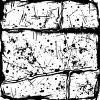 Bold Black and White Splattered Grunge Line Pattern Design vector