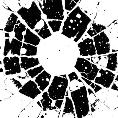 Circular Black and White Cracked Texture with Central Focus