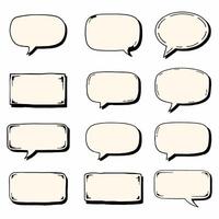 Collection of Hand-Drawn Speech Bubbles with Varied Borders vector