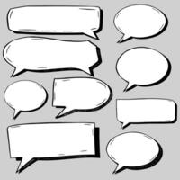 Collection of Hand-Drawn Speech Bubbles on Gray Background vector