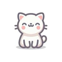 A cute white cat sitting down with a smile vector