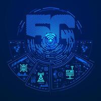 concept of communication technology or high speed wifi, graphic of 5G with futuristic interface vector
