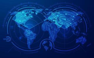 concept of military technology, graphic of radar interface with futuristic element vector
