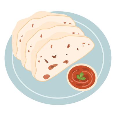 paratha bread or canai bread or roti maryam, favorite breakfast dish