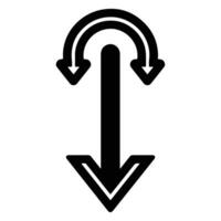 Black and white icon of an arrow pointing up and down, symbolizing direction and movement. vector