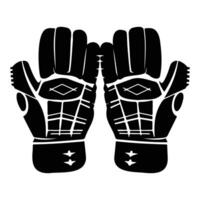 Minimalistic black and white illustration of a pair of sports gloves with a detailed design. vector