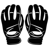 A black and white illustration of protective gloves, showcasing a simple and detailed design ideal for safety themes. vector