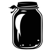 Minimalistic black and white icon of a mason jar, suitable for storage and preservation themes. vector