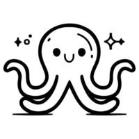 Charming illustration of a smiling octopus with a doodle style, suitable for educational and decorative purposes. vector