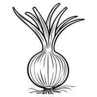 illustration of an onion in black and white, highlighting its detailed layers and simple design. vector