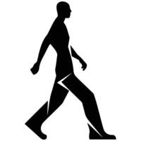 Silhouette illustration of an abstract walking figure, emphasizing movement and minimalist design, suitable for various graphic design projects. vector