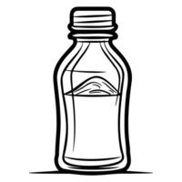 A detailed hand-drawn illustration of a small bottle in black and white, suitable for various container themes. vector
