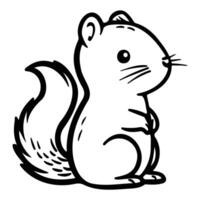 Cute illustration of a squirrel in a simple, hand-drawn sketch style, ideal for educational and decorative use. vector