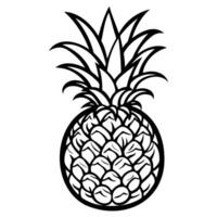 Detailed black and white illustration of a pineapple, showcasing intricate patterns and design, ideal for decorative and graphic uses. vector