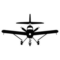 Silhouette of an airplane viewed from the front, depicting aviation design in a minimalist style. vector