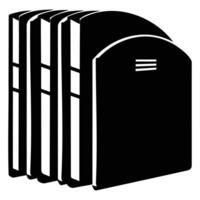 Set of black and white icons representing body armor plates, featuring multiple pieces in different shapes. vector