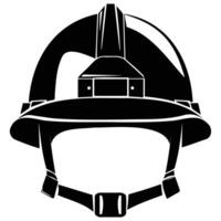 Black and white icon of a firefighter helmet, symbolizing safety and protection in firefighting. vector