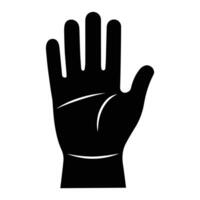 illustration of a hand in black and white, showing palm lines and simple design. vector