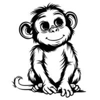 Cute cartoon monkey illustration with a happy expression, perfect for children's content and playful designs. vector