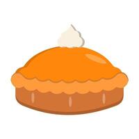 Illustration of a whole pie with a thick layer and cream topping on top vector