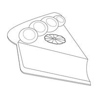Pumpkin pie slice thin line art icon for food apps and websites on white background, editable stroke. Line art icon of a pie thanksgiving dessert illustration graphic. pie in white color vector
