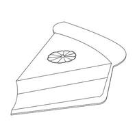 Pumpkin pies slice thin line art icon for food apps and websites on white background, editable stroke. Line art icon of a pie thanksgiving dessert illustration graphic. book coloring vector