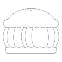 Pumpkin pie whole thin line art icon outline for food apps and websites on white background, editable stroke. Line art icon of a pie thanksgiving dessert illustration graphic. vector
