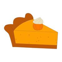 Slice Pumpkin Pie with Cream, illustration of pumpkin pie, including slices of cream, covered pie and whole pie. Suitable for a variety of purposes such as printed products, merchandise vector