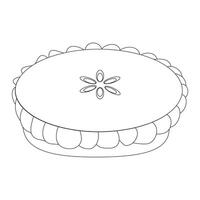 Pumpkin pie slice line art icon for food apps and websites on white background, editable stroke. Line art icon of a pie thanksgiving dessert illustration graphic. vector