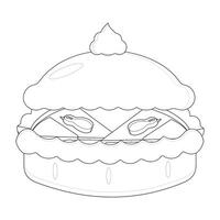 Pumpkin pie whole thin line art icon for food apps and websites on white background, editable stroke. Line art icon of a pie thanksgiving dessert illustration graphic coloring vector