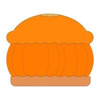 Illustration of a whole pie with a thick layer, filled with pumpkin-shaped pieces of fruit. vector