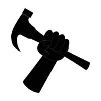 Hand Holding Hammer Icon illustration, editable eps 10, black color labor day element on White Backgrounds. Hold vector