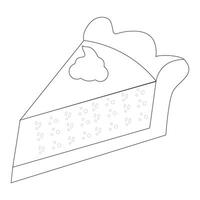 Pumpkin pie slice thin line art icon for food apps and websites on white background, editable stroke. Line art of a pie thanksgiving coloring illustration graphic. vector