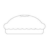 Pumpkin pie whole thin line art for food apps and websites on white background, editable stroke. Line art icon of a pie thanksgiving dessert illustration graphic. vector