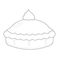 Pumpkin pie whole thin line art icon for food apps and websites on white background, editable stroke. Line art icon of a pie thanksgiving dessert illustration graphic. vector