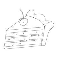 Pumpkin pie sliced thin line art icon for food apps and websites on white background, editable stroke. Line art icon of a pie thanksgiving dessert illustration graphic. vector