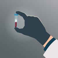 Hand hold blood testing in tubes with positive HIV labels illustration vector