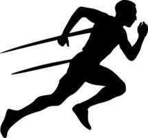 A silhouette of a man running with a spear vector
