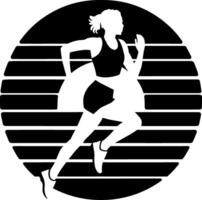 A silhouette of a woman running in a circle vector