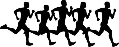 A group of people running in a race vector