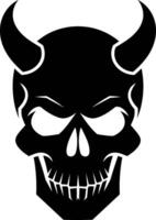 A skull with horns and a devil's face vector