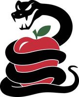 Snake Wrapped Around Apple vector